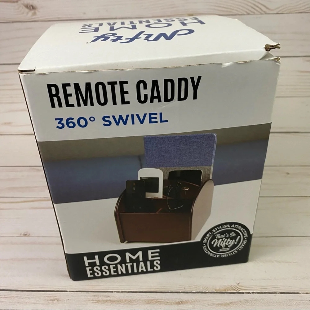 Home Essentials Tabletop Remote Caddy 360 Degree Swivel Rose Wood